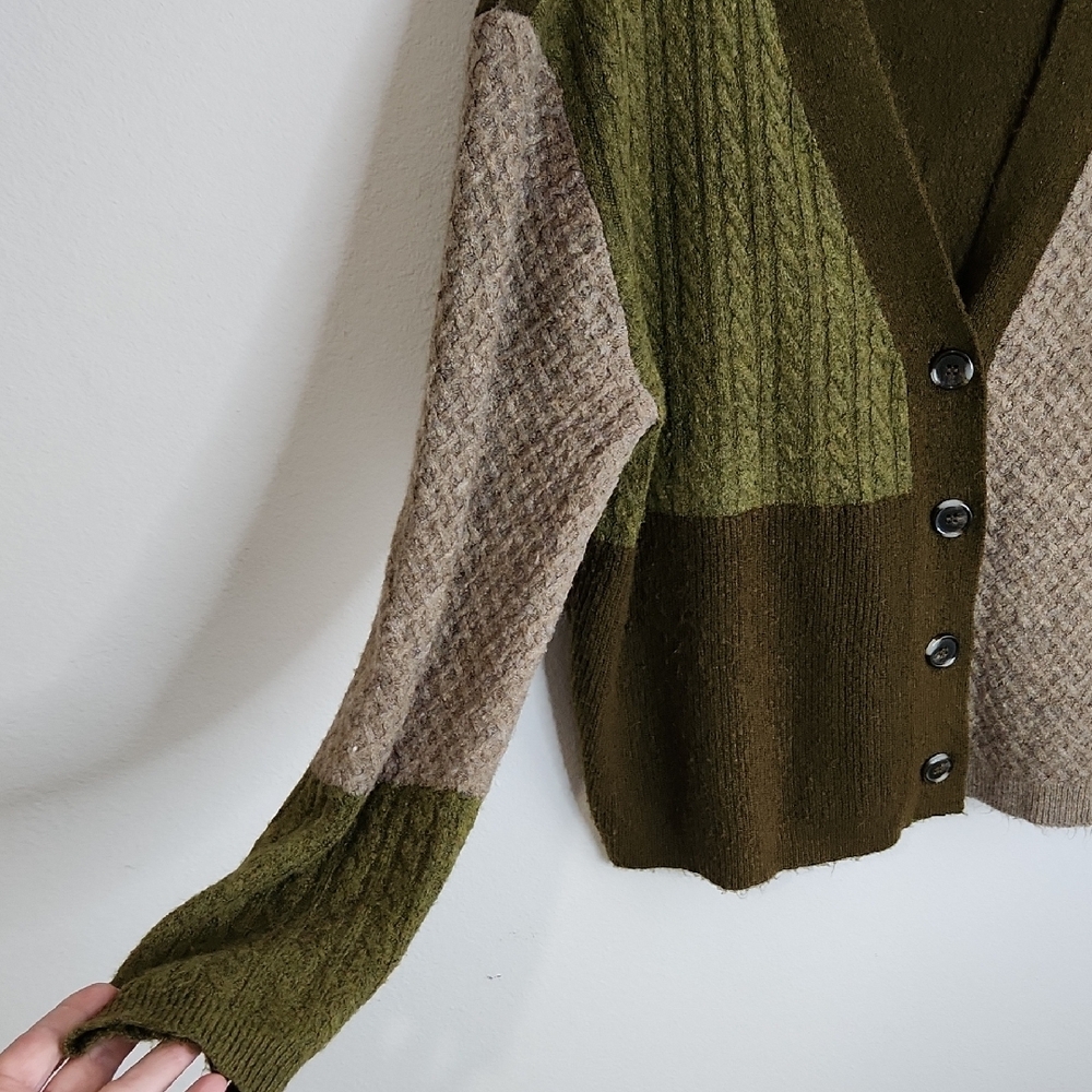 Beachlunchlounge Earthy Tones Patchwork Cardigan - image 3